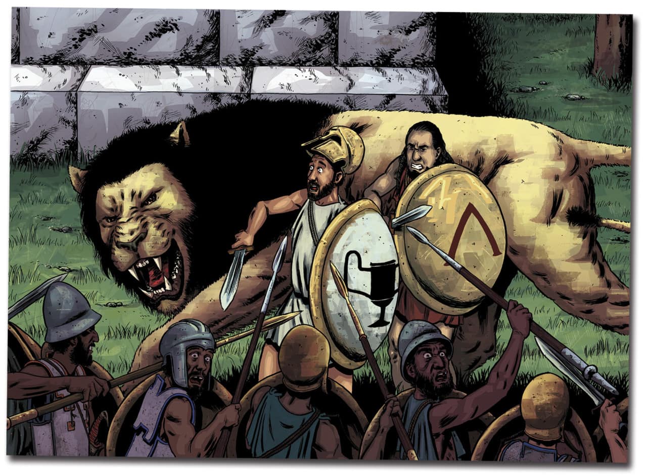 Batallas, leones, griegos y espartanos. Hay de todo en POR UN PUÑADO DE DRACMAS